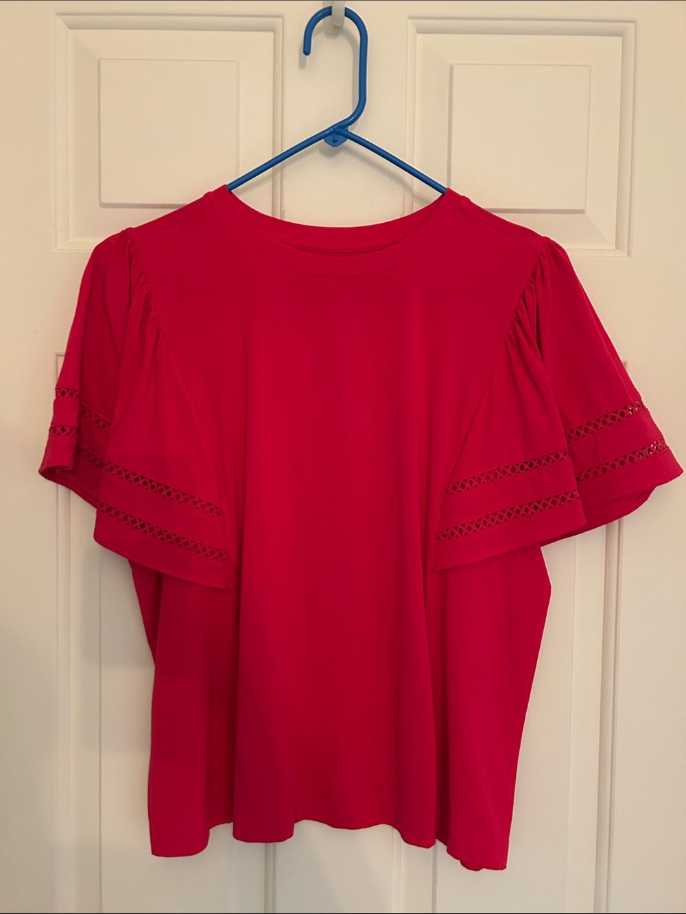 Time and Tru Hot Pink Womens Flutter Sleeve Top- Size Large